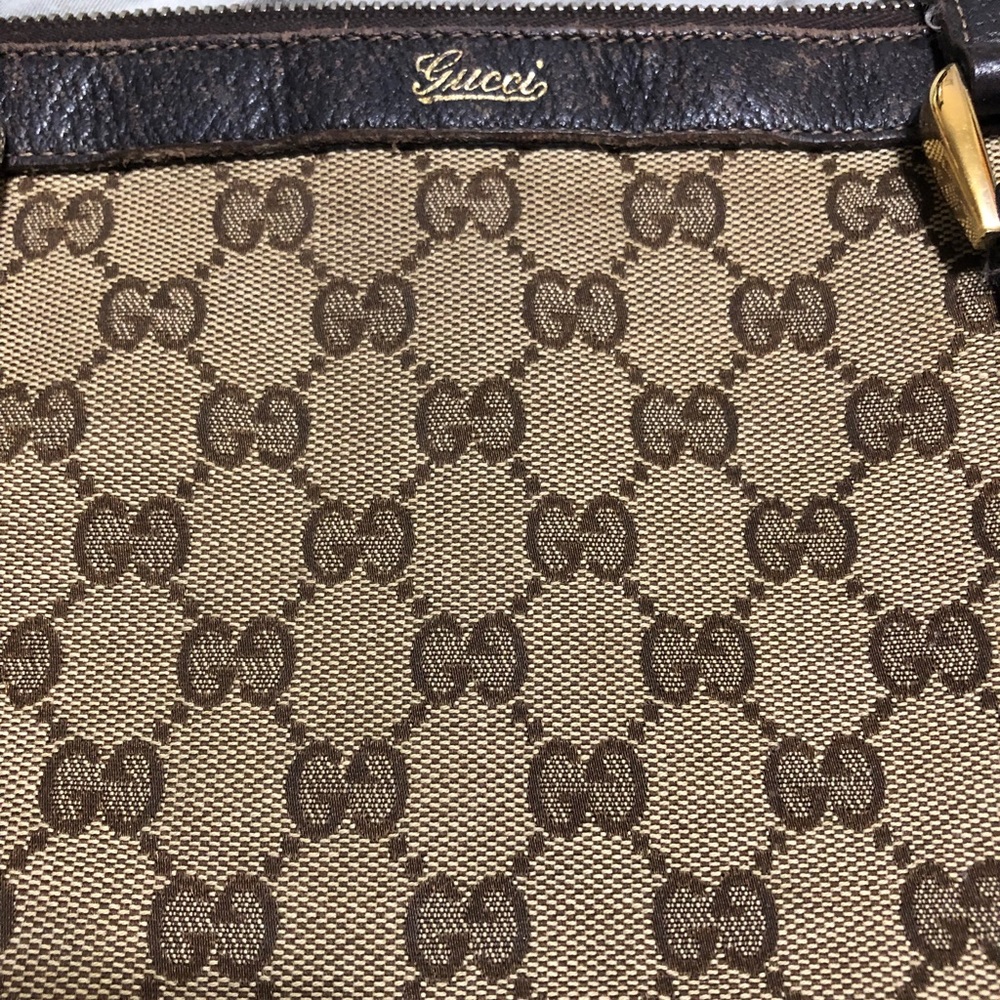Authentic GUCCI Monogram Canvas and leather tote